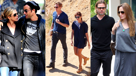 Jennifer Aniston, Justin Theorux, Ryan Gosling, Eva Mendes, Brad Pitt, Angelina Jolie Jennifer Aniston, Justin Theorux, Ryan Gosling, Eva Mendes, Brad Pitt, Angelina Jolie
